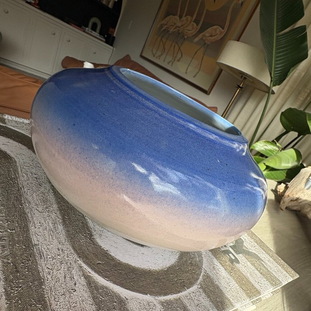 Vintage Blue and Grey Hoffman '89 Ombre Studio Pottery Vase